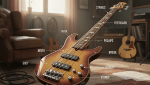 E-Bass: Bezeichnungen der Teile einfach erklärt